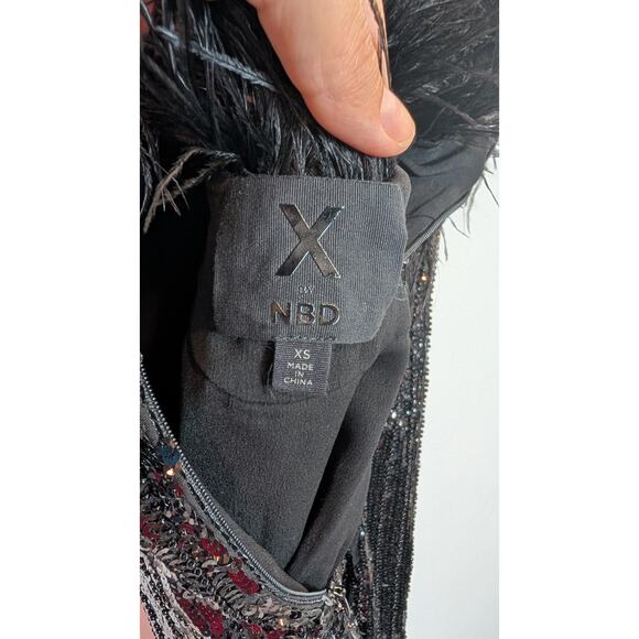 NBD Revolve Sequin Feather Black Mini Dress - Picture 9 of 11
